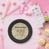 Skull Halloween Vintage Black Gothic Elegant Papieren Bordje (Feest)
