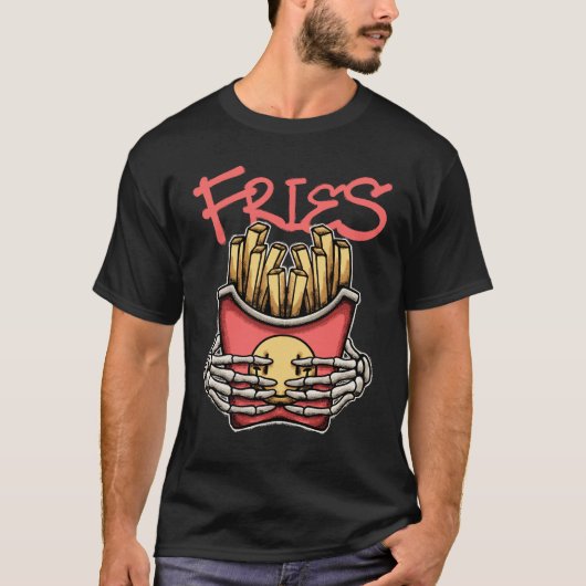 Skull Hands Grasping French Fries streetwear  T-shirt (Voorkant)