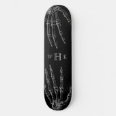 Skull Hands Monogram Trendy Black White Persoonlijk Skateboard (Voorkant)