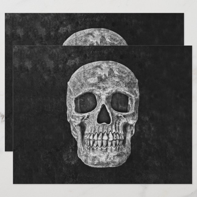 Skull Head Black en White Gothic Grunge (Voorkant / Achterkant)