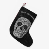 Skull Head Black en White Gothic Kerstmis Kleine Kerstsok (Voorkant (Hangend))