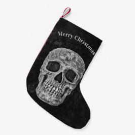 Skull Head Black en White Gothic Kerstmis Kleine Kerstsok