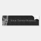 Skull Head Gothic Black en White Tattoo Shop Bumpersticker (Voorkant)