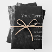 Skull Head Gothic Black en White Tattoo Shop Inpakpapier Vel (In situ)