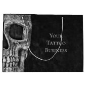 Skull Head Gothic Black en White Tattoo Shop Larg Groot Cadeauzakje (Achterkant)