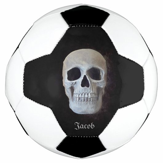 Skull Head Gothic Black en White Trendy Art Voetbal (Voorkant)