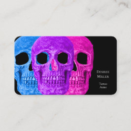 Skull Head Gothic Blue Roze Paarse Black Pop Art Visitekaartje