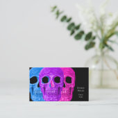 Skull Head Gothic Blue Roze Paarse Black Pop Art Visitekaartje (Staand voorkant)