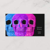 Skull Head Gothic Blue Roze Paarse Black Pop Art Visitekaartje (Voorkant)