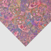 Skull Head Gothic Colorful Paarse Roze Schets Art Tissuepapier (Detail)