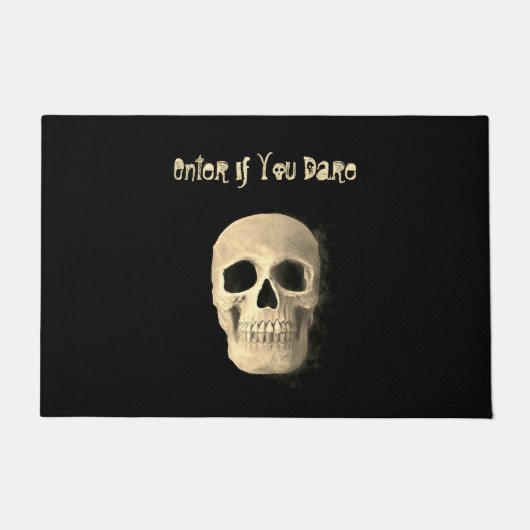 Skull Head Gothic Cool Black Beige Macabre Deurmat (Voorkant)