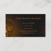 Skull Head Gothic Gold Metallic Tattoo Shop Visitekaartje (Achterkant)
