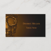 Skull Head Gothic Gold Metallic Tattoo Shop Visitekaartje (Voorkant)