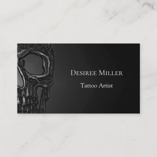 Skull Head Gothic Grey Cool Metallic Visitekaartje (Voorkant)