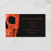 Skull Head Gothic Neon Oranje Black Tattoo Shop Visitekaartje (Achterkant)