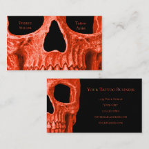 Skull Head Gothic Neon Oranje Black Tattoo Shop