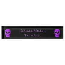 Skull Head Gothic Neon Paars Black Tattoo Shop