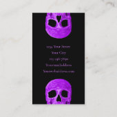 Skull Head Gothic Neon Paars Black Tattoo Shop Visitekaartje (Achterkant)