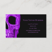 Skull Head Gothic Neon Paars Black Tattoo Shop Visitekaartje (Achterkant)