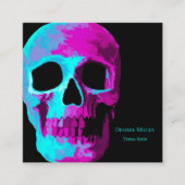 Skull Head Gothic Neon Paars Blauwgroen zwart desi Vierkante Visitekaartje (Voorkant)