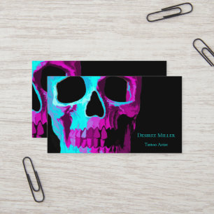 Skull Head Gothic Neon Paars Blauwgroen zwart desi Visitekaartje