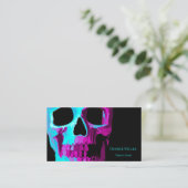Skull Head Gothic Neon Paars Blauwgroen zwart desi Visitekaartje (Staand voorkant)