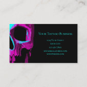 Skull Head Gothic Neon Paars Blauwgroen zwart desi Visitekaartje (Achterkant)