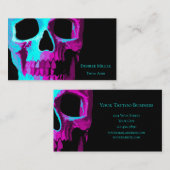 Skull Head Gothic Neon Paars Blauwgroen zwart desi Visitekaartje (Voorkant / Achterkant)