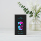 Skull Head Gothic Neon Paars Blauwgroen zwart desi Visitekaartje (Staand voorkant)