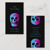 Skull Head Gothic Neon Paars Blauwgroen zwart desi Visitekaartje (Voorkant / Achterkant)