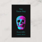 Skull Head Gothic Neon Paars Blauwgroen zwart desi Visitekaartje (Voorkant)