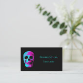 Skull Head Gothic Neon Paars Blauwgroen zwart desi Visitekaartje (Staand voorkant)