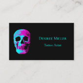 Skull Head Gothic Neon Paars Blauwgroen zwart desi Visitekaartje (Voorkant)