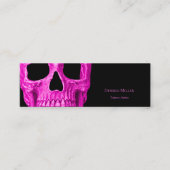 Skull Head Gothic Neon Pink Black Tattoo Shop Mini Visitekaartje (Voorkant)
