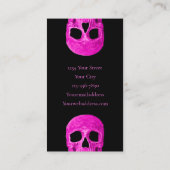 Skull Head Gothic Neon Pink Black Tattoo Shop Visitekaartje (Achterkant)