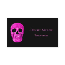 Skull Head Gothic Neon Pink Black Tattoo Shop