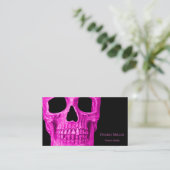 Skull Head Gothic Neon Pink Black Tattoo Shop Visitekaartje (Staand voorkant)