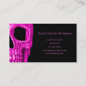 Skull Head Gothic Neon Pink Black Tattoo Shop Visitekaartje (Achterkant)