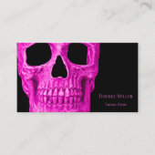 Skull Head Gothic Neon Pink Black Tattoo Shop Visitekaartje (Voorkant)