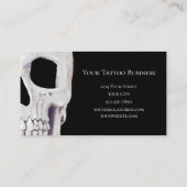 Skull Head Gothic Neon White Black Tattoo Shop Visitekaartje (Achterkant)