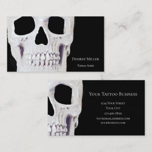 Skull Head Gothic Neon White Black Tattoo Shop Visitekaartje