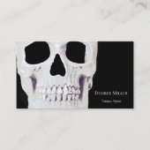 Skull Head Gothic Neon White Black Tattoo Shop Visitekaartje (Voorkant)