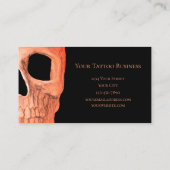 Skull Head Gothic Pastel Oranje Black Tattoo Shop Visitekaartje (Achterkant)