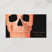 Skull Head Gothic Pastel Oranje Black Tattoo Shop Visitekaartje (Voorkant)
