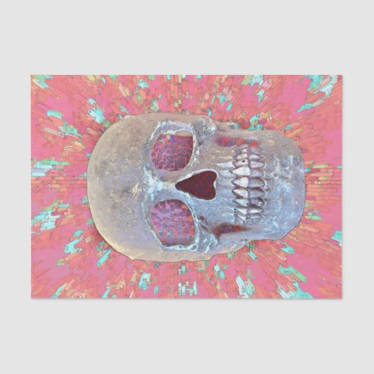 Skull Head Gothic Pop Art Roze Abstract Modern Tissuepapier (Voorkant)