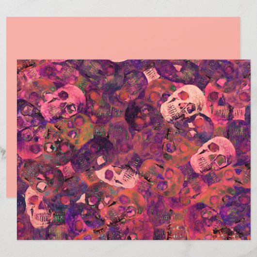 Skull Head Gothic Style Roze Paarse kunst (Voorkant / Achterkant)