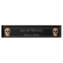 Skull Head Gothic Tan Brown Black Tattoo Shop