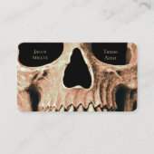 Skull Head Gothic Tan Brown Black Tattoo Shop Visitekaartje (Voorkant)