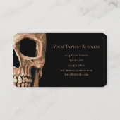 Skull Head Gothic Tan Brown Black Tattoo Shop Visitekaartje (Achterkant)