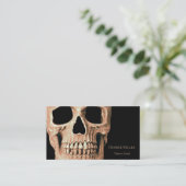 Skull Head Gothic Tan Brown Black Tattoo Shop Visitekaartje (Staand voorkant)